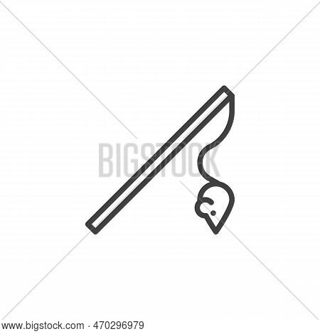 Cat Toy Wand Line Icon. Linear Style Sign For Mobile Concept And Web Design. Mouse Cat Toy Outline V