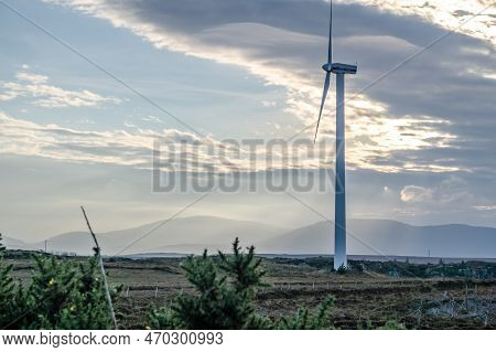 Portnoo , Ireland - December 06 2020 : The Loughderryduff Windfarm Is Producing Between Ardara And P