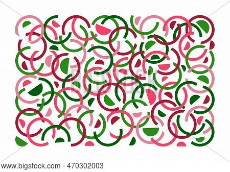 Colorful Pattern. Stylized Circles And Half Circles. Fun Colorful Line Doodle Shape Background.