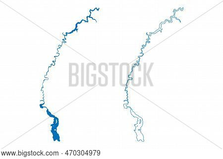 Lake Bighorn Reservoir (united States Of America, North America, Us, Usa, Wyoming And Montana) Map V