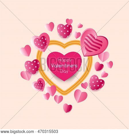 Valentine's Day, February 14 Happy Valentines Day Festive Design Paper Cut Banner,set Greeting Cards