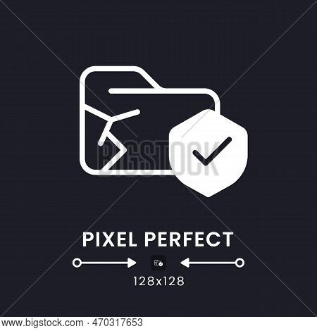 Data Loss Prevention White Solid Desktop Icon. Breach Detection. Cyber Security. Pixel Perfect 128x1