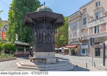 Belgrade, Serbia - July 08, 2021: Drinking Fountain Turkish Sebilj At Skadarlija Street Hot Summer D