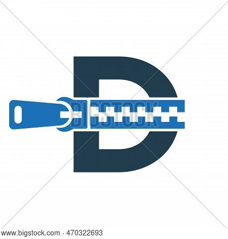 Initial Letter D Zipper Logo For Fashion Cloth, Embroidery And Textile Symbol Identity Vector Templa