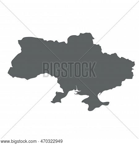 Ukraine - Smooth Grey Silhouette Map Of Country Area. Simple Flat Vector Illustration.