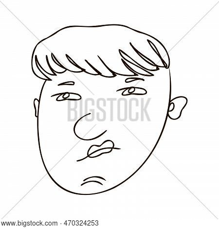 Head Of A Boy With A Contemptuous Look. A Mans Face, The Image Of Emotions And Character.