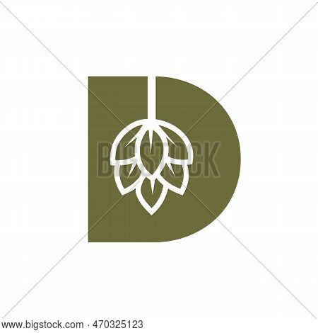 Initial Letter D Brewing Logo With Beer Icon Vector Template