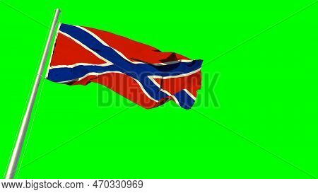 Waving Glorious Flag Of Novorossia On Chroma Key Screen, Isolated - Object 3d Illustration