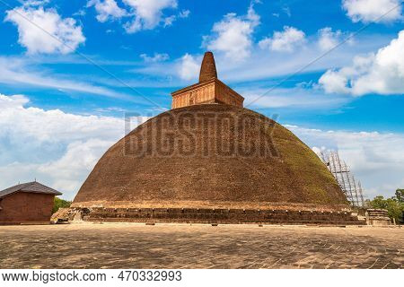 Abhayagiri Stupa In Sri Lanka In A Summer Day