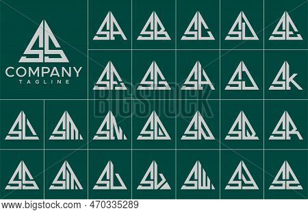 Modern Triangle Letter S Logo Design Template Set. Simple Line S Initial Logo.