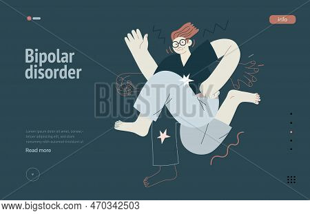 Mental Disorders Web Template. Bipolar Disorder - Modern Flat Vector Illustration Of A Man Meeting W