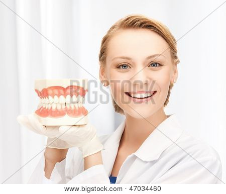 picture of attractive female doctor with big jaws..