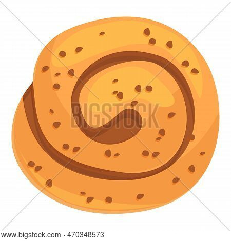 Cinnamon Roll Bun Menu Icon Cartoon Vector. Swirl Bread. Sugar Cake