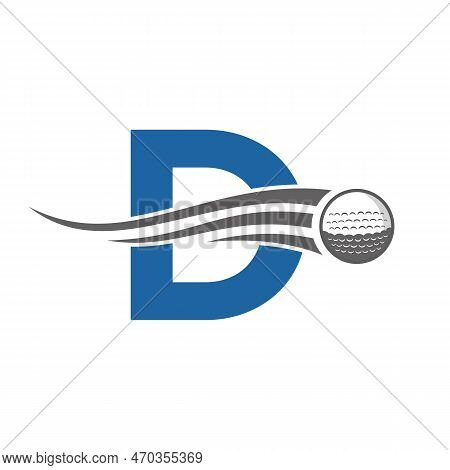 Letter D Golf Logo Symbol. Hockey Design Based Alphabet Vector Template