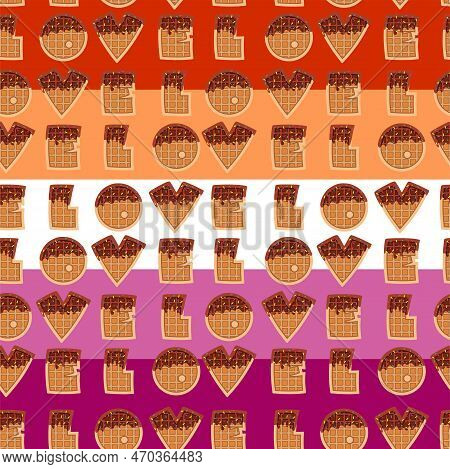 Sweet Food And Dessert Food, Vector Illustration Of Golden Brown Homemade Corn Dog Or Hot Dog Waffle