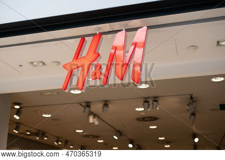 Tarragona, Spain - February 08 2023: Hm Shop Sign.