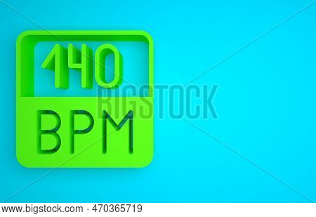 Green Bitrate Icon Isolated On Blue Background. Music Speed. Sound Quality. Minimalism Concept. 3d R