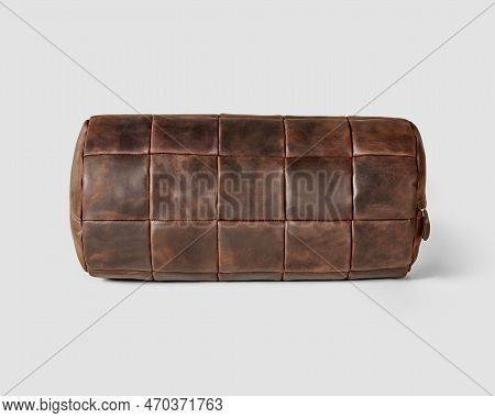 Ergonomically Shaped Brown Genuine Leather Bolster Cushion
