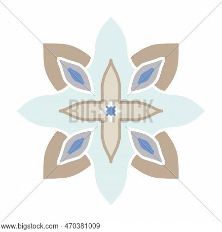 Patterned Azulejo Floor Tile. Abstract Geometric Background. Vector Illustration. Mediterranean Patt