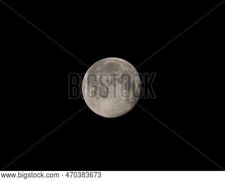 Waning Gibbous Snow Moon Just Before Moonset On 7th February 2023