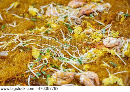 'pad Thai', Is A Street Food Meal Throughout Thailand. Here The Ingredients Are Being Stir Fried In 