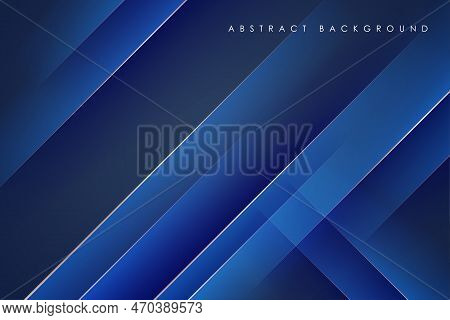 Modern Abstract Blue Digonal Stripe Background With Gold Line Composition. Eps10 Vector