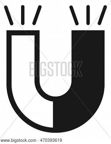 Magnet Icon. Electromagnetic Force Symbol In Horseshoe Shape