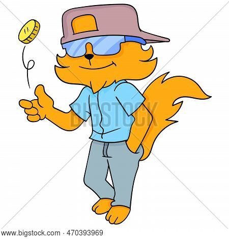 Weasel In A Cool Bespectacled Style, Vector Illustration Art. Doodle Icon Image Kawaii.