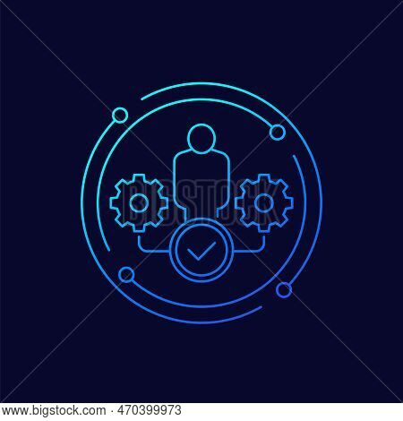 Hrm, Human Resource Management Icon, Linear Design