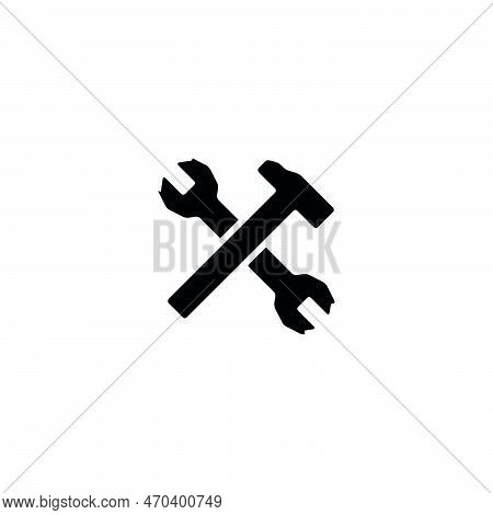 Hammer And Wrench Icon. Simple Style Repair Company Poster Background Symbol. Hammer And Wrench Bran