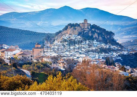 Scenic White Village Of Montefrio Near Granada, Andalusia Region Of Spain