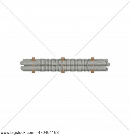 Top View Of Metal Water Pipes Vector Illustration. Cartoon Drawing Of Materials For Construction Or 