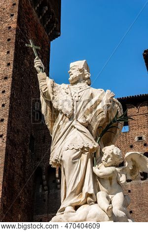Milan, Italy - Sep 24, 2016: Statue Of Saint John Of Nepomuk (san Giovanni Nepomuceno), Bohemian Pri