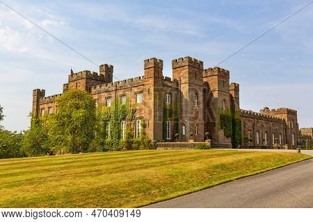 A View Of The Magnificent Scone Palace, Historic Building And Attraction In The Village Of Scone And