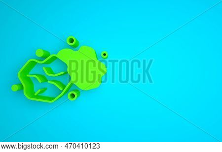 Green Gold Nugget Icon Isolated On Blue Background. Mineral Boulder. Minimalism Concept. 3d Render I