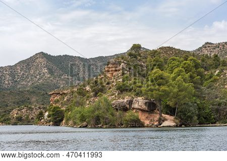 Rock Formation On The Banks Of The Ribarroja Reservoir, Catalonia, Spain
