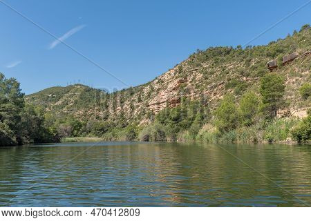 Rock Formation On The Banks Of The Ribarroja Reservoir, Catalonia, Spain