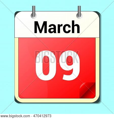 Day On The Calendar, Vector Image Format, March 09