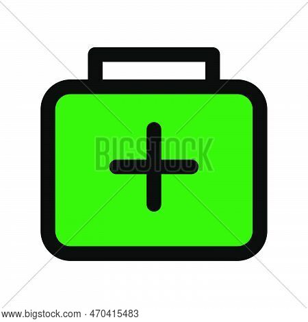 Medkit Icon Line Isolated On White Background. Black Flat Thin Icon On Modern Outline Style. Linear 
