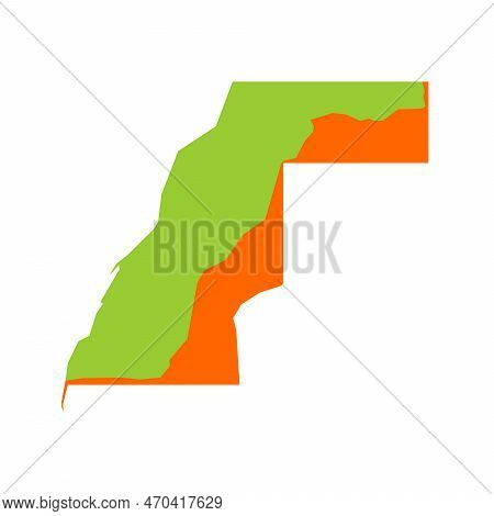 Western Map Of Land Divided Between Morocco And Sahrawi Arab Democratic Republic By Moroccan Western