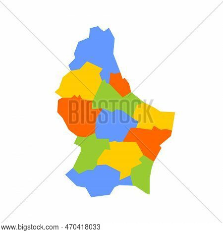 Luxembourg Political Map Of Administrative Divisions - Cantons. Blank Colorful Vector Map.