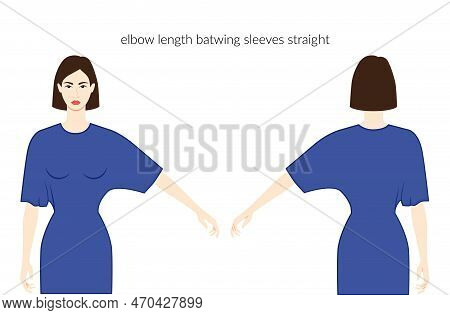 Batwing Sleeves Elbow Length Clothes Character Beautiful Lady In Blue Top, Shirt, Dress Technical Fa