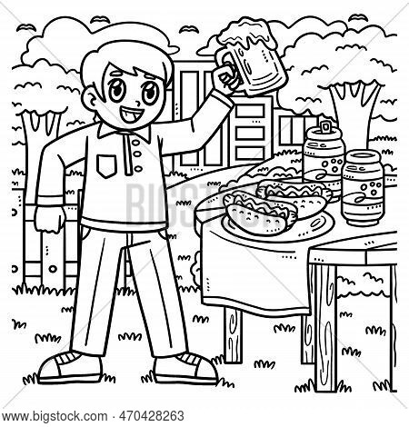 A Cute And Funny Coloring Page Of A Dad Drinking Beer. Provides Hours Of Coloring Fun For Children. 