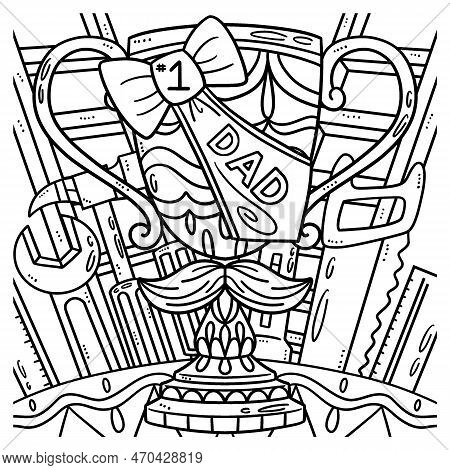 A Cute And Funny Coloring Page Of A Dad Trophy. Provides Hours Of Coloring Fun For Children. Color, 