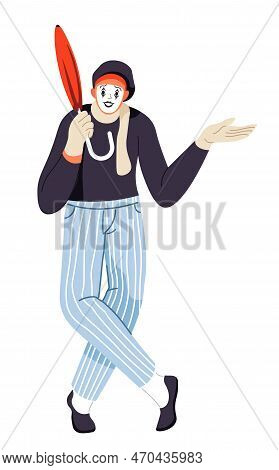 Pantomimist With Make Up Face, Mime Performer