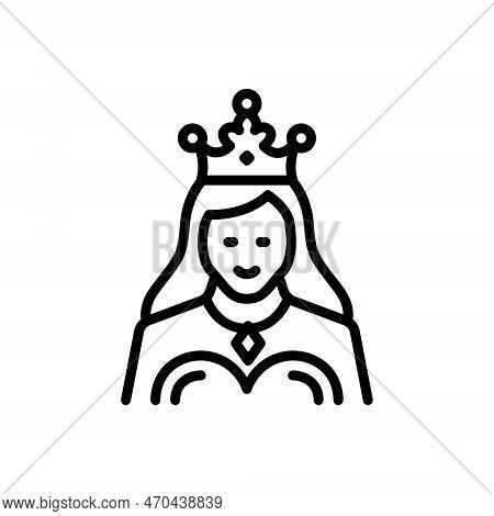 Black Line Icon For Queen Highness Empress Head-of-state Crown Queen-consort Female-ruler Queen-moth