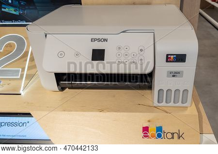 Bordeaux , Aquitaine  France - 30 01 2023 : Epson Ecotank Logo Sign And Text Brand Of Corporation Ja
