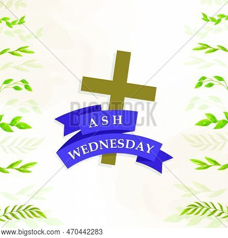 Poster With Traditional Representative Elements For Lent Beginning In Ash Wednesday Flat Vector Illu