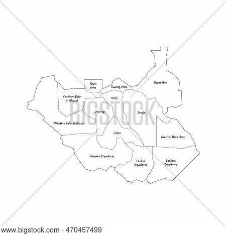 South Sudan Political Map Of Administrative Divisions - States, Administrative Areas And Area With S