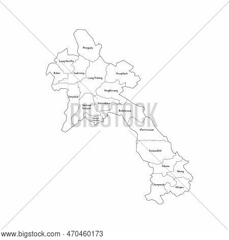 Laos Political Map Of Administrative Divisions - Provinces And Prefecture Of Vientiane. Handdrawn Do